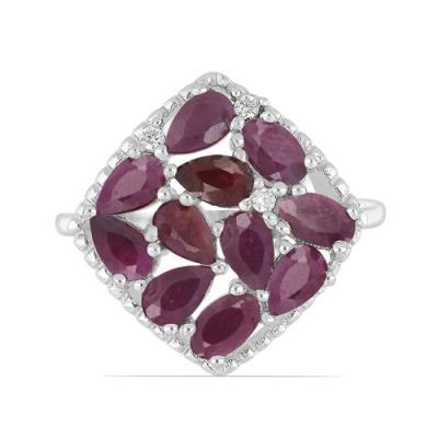 BUY STERLING SILVER NATURAL GLASS FILLED RUBY GEMSTONE RING